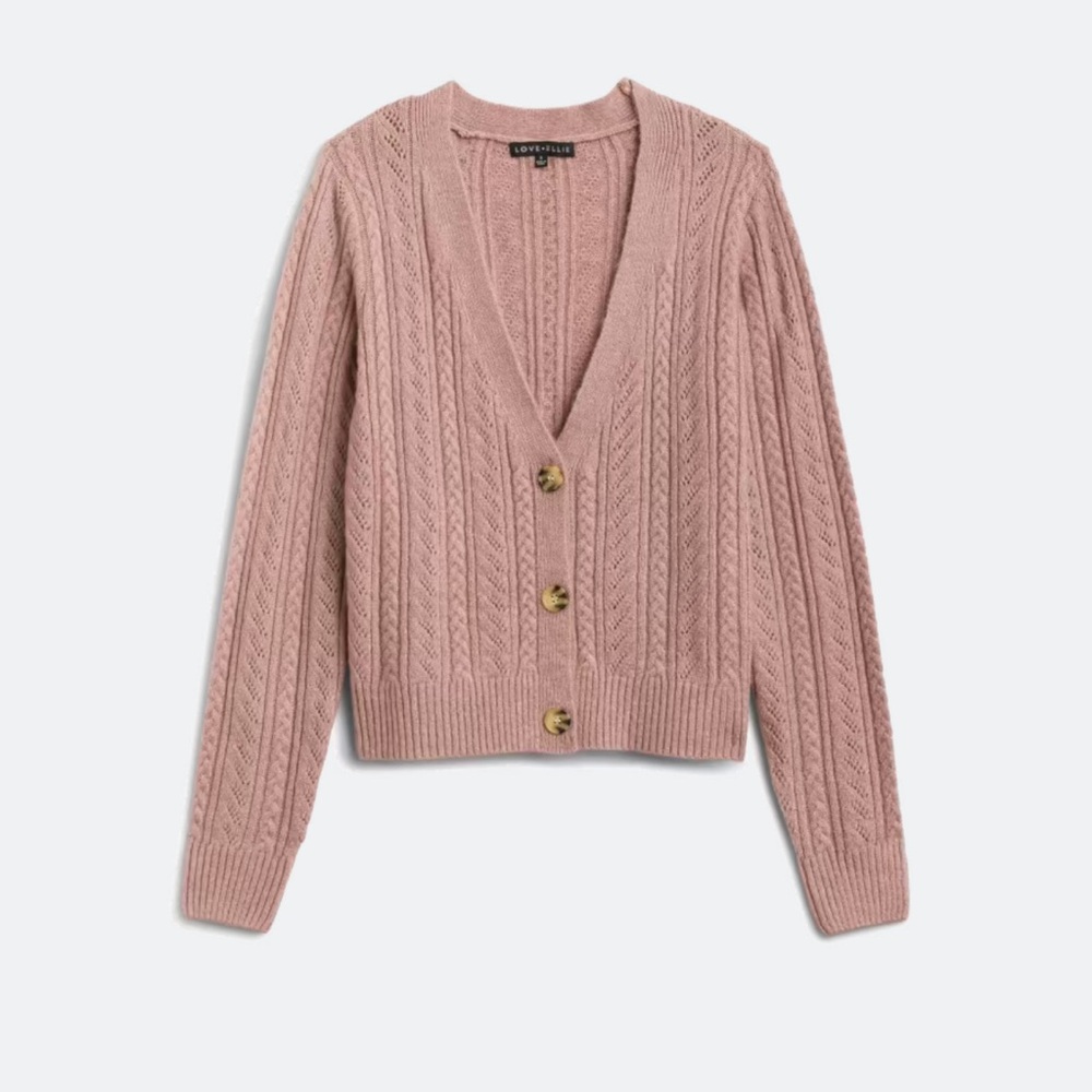Love Ellie Mackenzie Cable Knit Cardigan Sweater